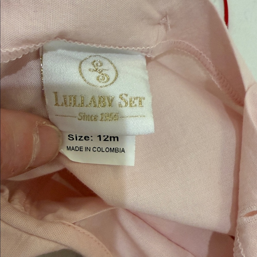 Lullaby Set Christmas Precious Memories Dress in Pink Batiste/Holly 12M - Picture 6 of 6
